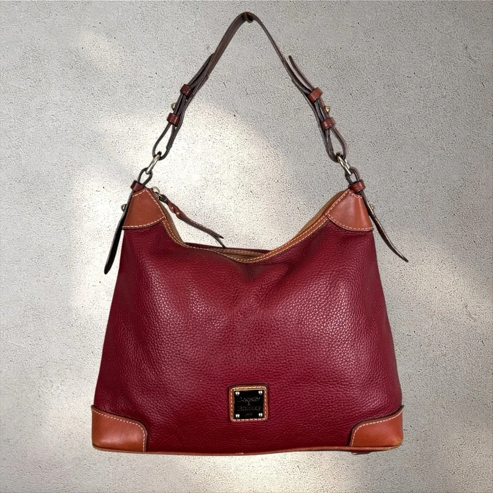 Dooney & Bourke Pebble Grain Hobo Shoulder Bag Purse Wine Red